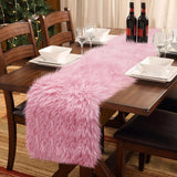 yuboo Pink Fur Table Runner 72 inches, Fluffy Pink Preppy Girly