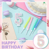 MTLEE Number 5 Birthday Candle with 12 Pcs Spiral Candles for Girls Ma