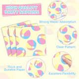 96PCS Summer Macaron Beach Ball Party Paper Plates and Napkins and