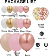 Rose Gold Balloons Arch Garland Kit 164pcs Pastel Pink Chrome Gold