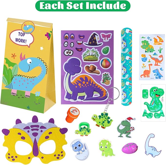 12 Pack Dinosaur Party Favors Gift Bags Dinosaur Birthday Party