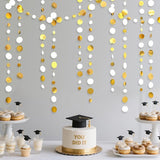 46 Feet White and Gold Circle Dots Garland Hanging Paper Polka Dots