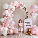 Pink and White Balloons Arch Kit, Double Stuffed Pastel Pink Balloon