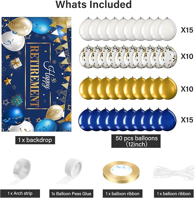 Retirement Party Decorations Include Navy Blue Confetti Balloons Set