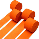 PartyWoo Orange Crepe Paper Streamers 4pcs 328ft Pack of Orange Crepe