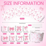 Widecook 96 Pcs Pink Bow Cupcake Toppers and Wrappers Coquette Bow