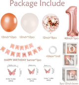Baby Girl Rose Gold First Birthday Decorations Rose Gold Pearl White