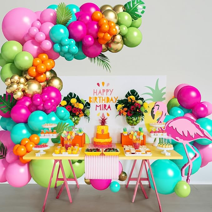 138pcs Flamingo Tropical Luau Balloons Arch Garland Kit Olive Green