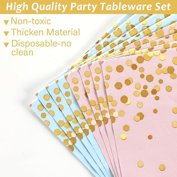 50 Guests Gender Reveal Party Supplies Baby Shower Party Tableware