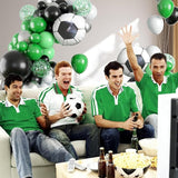 Soccer Party Balloon Garland Arch Kit Green Black White Metallic