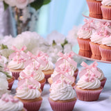 24pcs Bow Cupcake Toppers - Girls Pink Bow Cake Picks Party