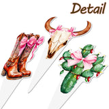 Western Cowgirl Bow Cupcake Toppers 48Pcs Brown Pink Cowgirls Birthday