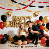 AOYOO 6 Rolls Casino Party Decorations Streamers - Red Black Gold