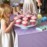 24pcs Bow Cupcake Toppers - Girls Pink Bow Cake Picks Party