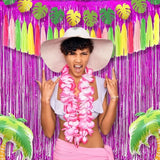 BRAVESHINE Hot Pink Tinsel Foil Fringe Curtains - 2Pcs 3.2x8.2ft