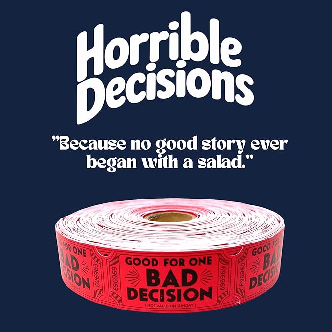 Bad Decision Tickets – Funny Gag Gift & Party Icebreaker | 1000 Red