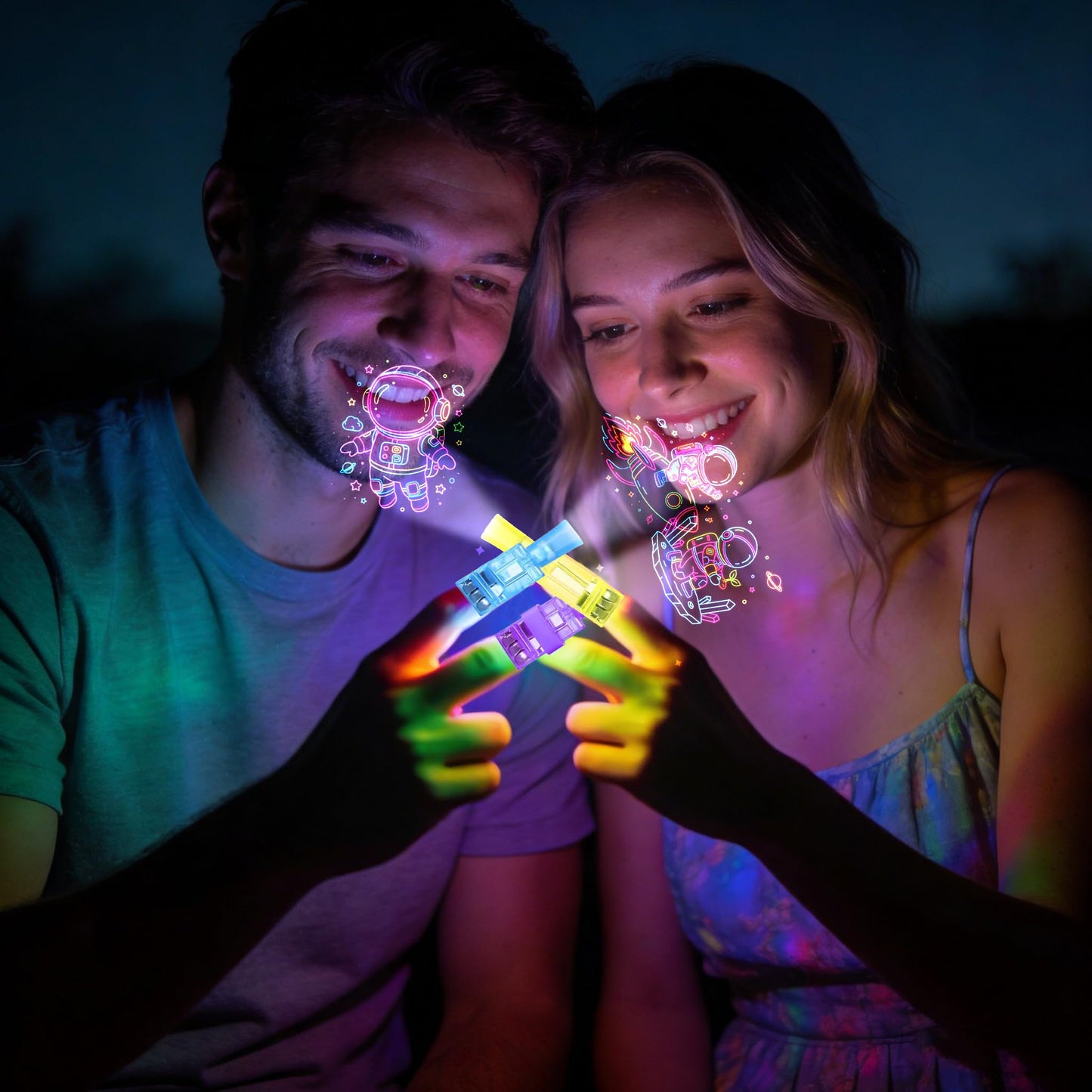 40PCS Space Finger Lights Party Favors, 8 Designs Light Up