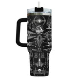 34HD Galaxy Spaceship Tumbler 40oz with Handle and Straw - Sci-Fi Star