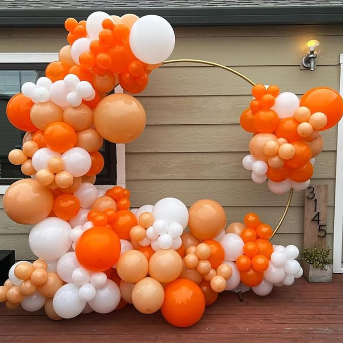Orange Balloons, 67pcs 12 Inch Sand White and Orange Confetti