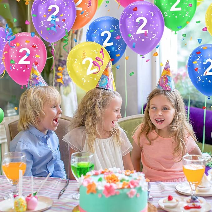 Ainiv 2nd Birthday Balloons 18PCS, 12inch Numbers Printed Latex Party