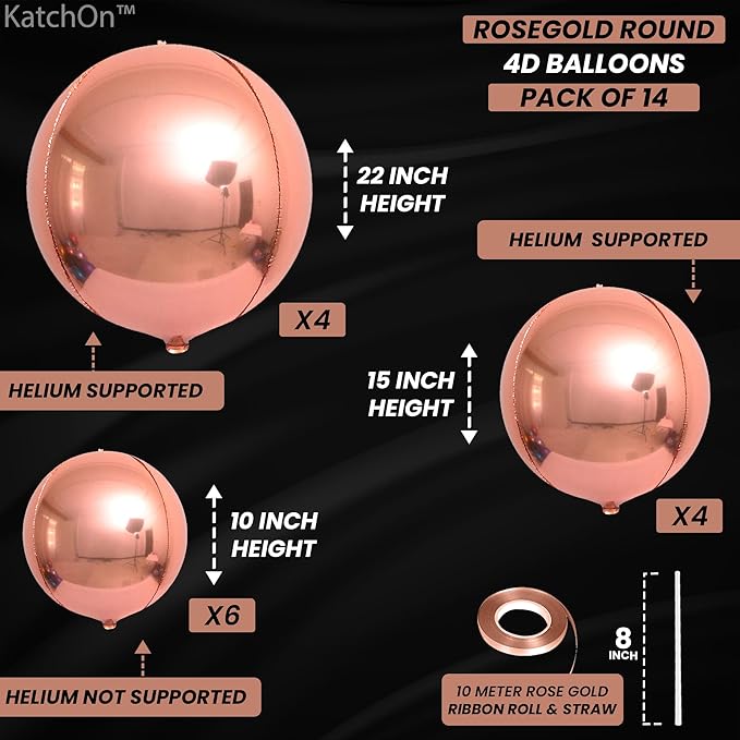 KatchOn, Big Rose Gold Balloons - 22 Inch, Pack of 14 | Rose Gold