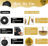 14PCS Black and Gold Party Decorations, Tissue Paper Pom Poms, Paper
