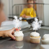 Gyufise 20Pcs Foil Firework Cupcake Toppers Sparkle Tinsel Cake