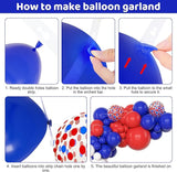 Amandir 153Pcs Red White and Blue Balloons Garland Arch Kit Different