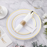 BESTVIP 175PCS Gold Plastic Dinnerware Set, Disposable Party Plates