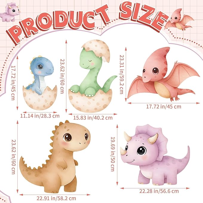 5Pcs Dinosaur Baby Shower Decorations Large Baby Dinosaur Cardboard