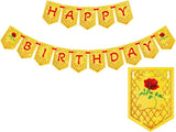 Yellow Beauty Princess Party Supplies 8.2ft Happy Birthday Banner