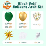 137Pcs Green and Gold Balloons Garland Arch Kit with Stars - 5 10 12