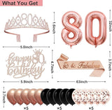 80th Birthday Decorations for Women 32PCS 80th Birthday Party