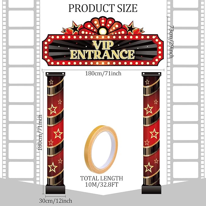 3 Pcs Movie Night Porch Sign Banner Movie Theme Party
