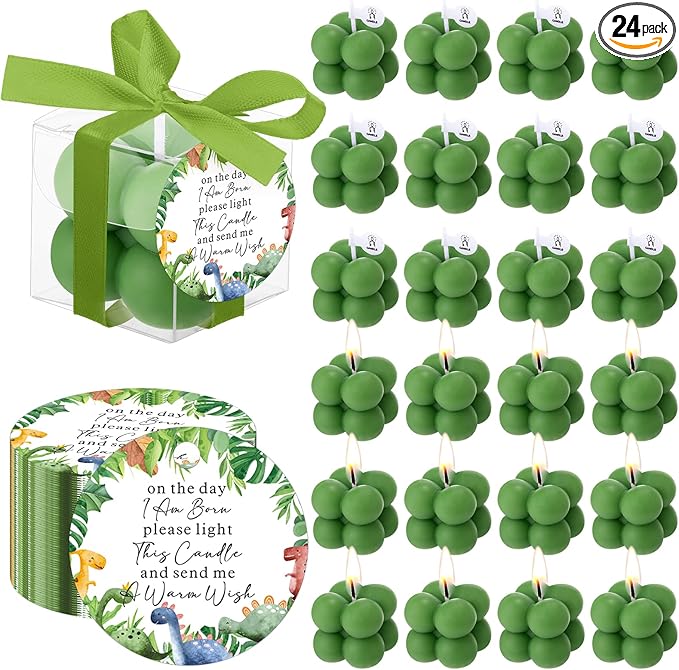 24 Sets Dinosaur Baby Shower Favors Small Bubble Candle Baby Shower