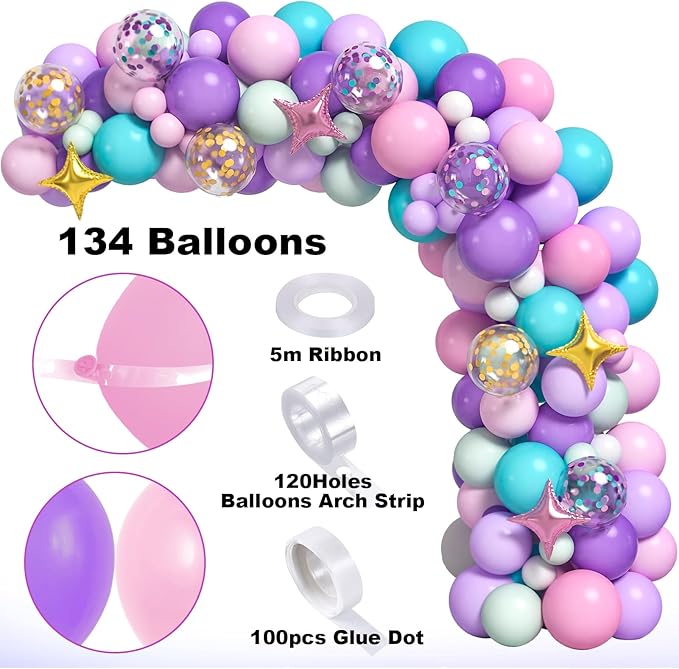 144Pcs Purple Unicorn Party Decorations Birthday Supplies for Girls