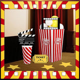 38 Pcs Movie Night Decorations Popcorn Box with Balloons 3D Fake