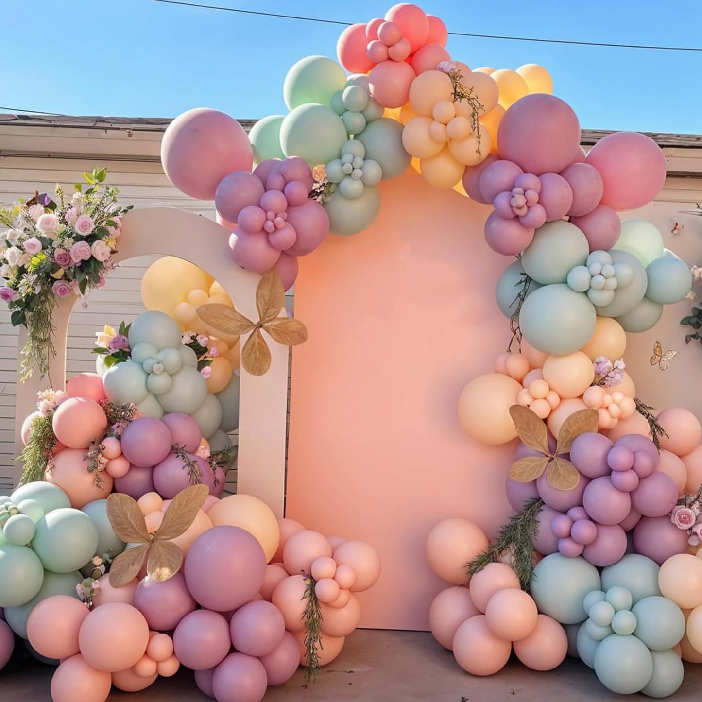 Pastel Balloon Arch Kit,122Pcs Pink Blue Yellow Purple Metallic Gold
