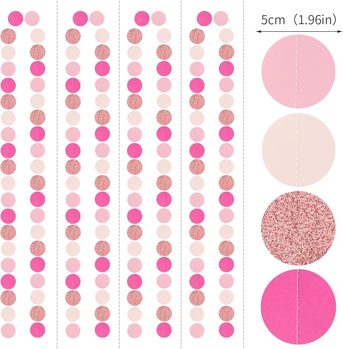 Hot-Pink Rose-Gold Party Decorations Garland - 52ft Wedding Bridal