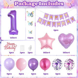 1st Birthday Decoration for Girls,Pink Purple 1st Birthday Balloon