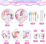 300 Pcs Unicorn Plates and Napkins Tableware Set Plates Napkins Cups
