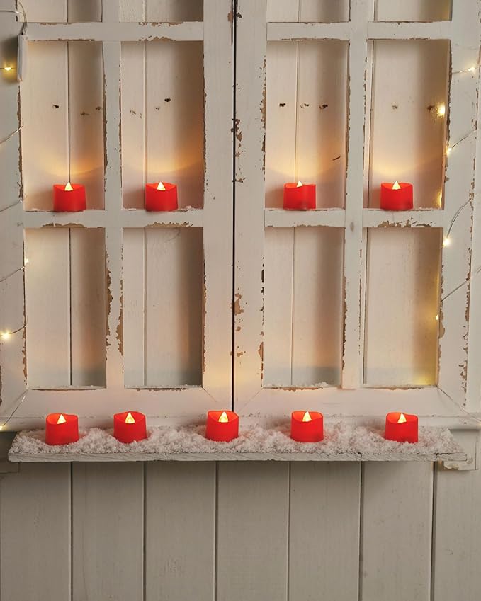 Homemory Red Tea Lights Candles Battery Operated, 200+Hour Flameless F