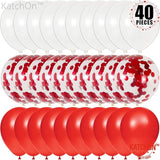 Valentines Day Balloons Red White 12 Inch Pack of 40 Valentines