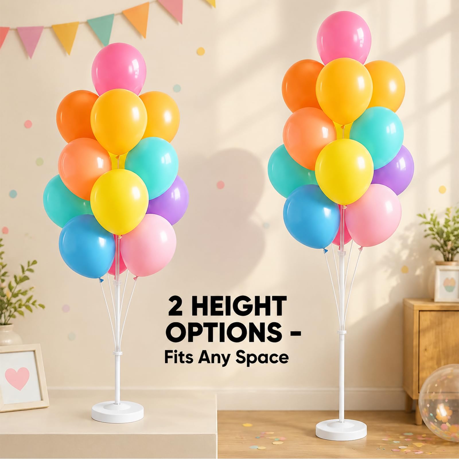 Tosuced Balloon Column Stand Kit,2 Sets of Assorted Rainbow Balloon