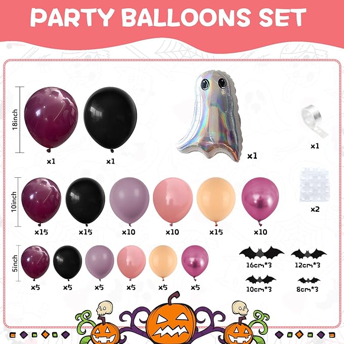 Halloween Balloon Arch Kit 120PCS Halloween Dusty Pink Black Orange