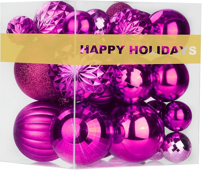 Fuchsia Christmas Ornaments - Christmas Tree Decorations Shatterproof