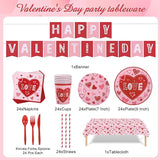 Valentine's Day Heart Love Disposable Tableware Set 194 Pcs Serves