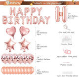 52 Pcs Rose Gold Birthday Decorations Rose Gold Balloons Happy