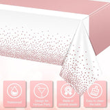 12Pcs White Rose Gold Tablecloth Party Decorations,Plastic White