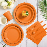 Vyntra 175 Pcs Orange Disposable Paper Plates and Napkins Set for 25,